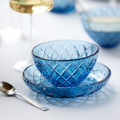 Lyngby Glas Sorrento skål blå 4 stk. Ø12 cm