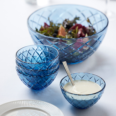 Lyngby Glas Sorrento skål blå 4 stk. Ø12 cm