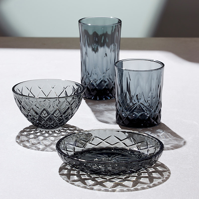 Lyngby Glas Sorrento skål smoke/grå 4 stk. Ø 12 cm