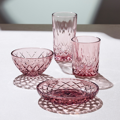 Lyngby Glas Sorrento skål pink Ø12cm 4 stk.