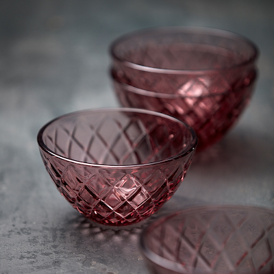 Lyngby Glas Sorrento skål pink Ø12cm 4 stk.