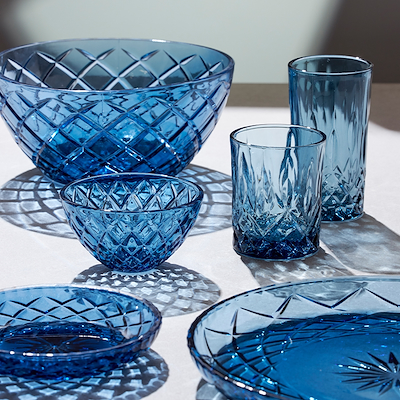 Lyngby Glas Sorrento salatskål blå Ø24 cm