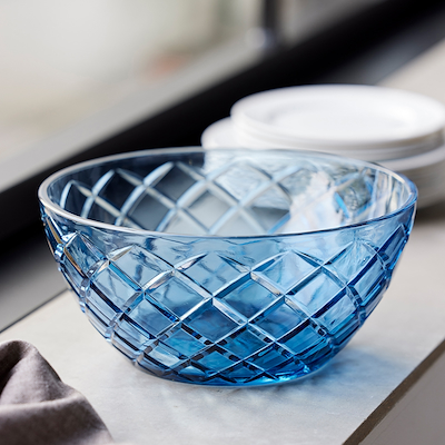 Lyngby Glas Sorrento salatskål blå Ø24 cm