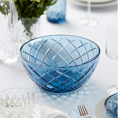 Lyngby Glas Sorrento salatskål blå Ø24 cm
