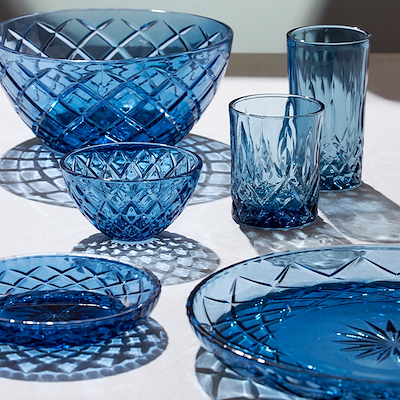 Lyngby Glas Sorrento fad blå Ø30 cm