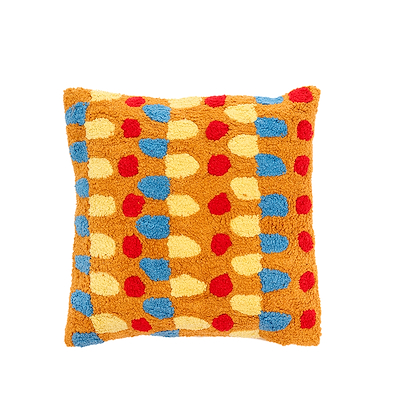 Villa Collection Styles pude brun/rød/blå/gul 45 x 45 cm