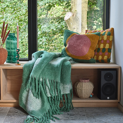 Villa Collection Styles pude rosa/grøn/brun/gul 45 x 45 cm