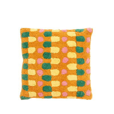 Villa Collection Styles pude rosa/grøn/brun/gul 45 x 45 cm