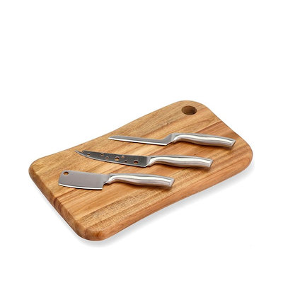 Holm ostebræt med 3 knive rustfrit stål