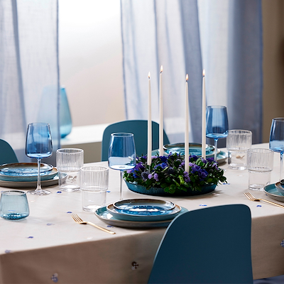 Södahl Christmas Hearts dug blå 140x270 cm