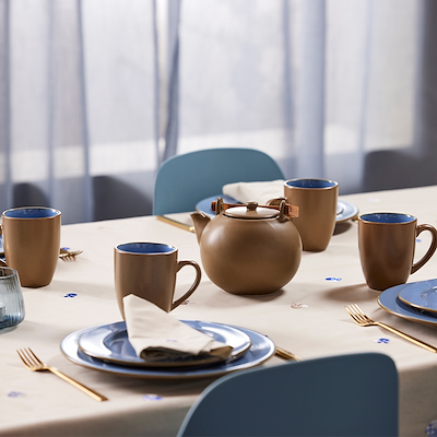 Södahl Christmas Hearts dug blå 140x270 cm