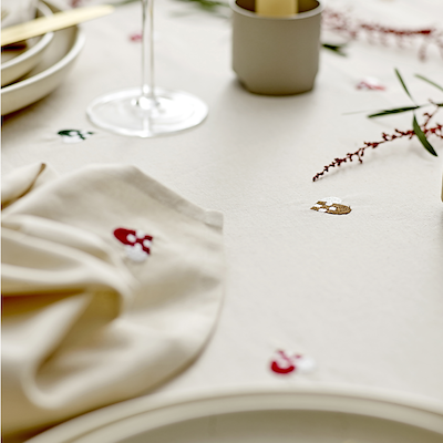 Södahl Christmas Hearts Embroidery stofserviet hvid 4 stk.