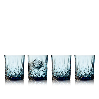 Lyngby Glas Sorrento whiskyglas blå 4 stk 32 cl