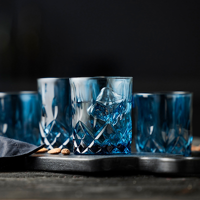 Lyngby Glas Sorrento whiskyglas blå 4 stk 32 cl