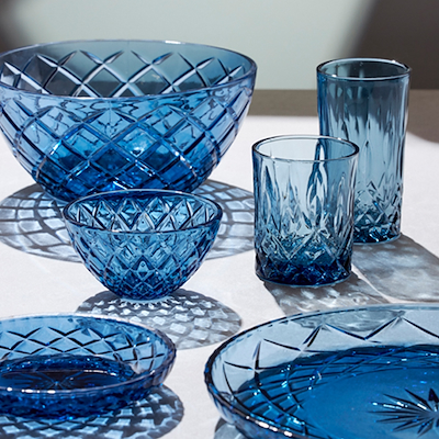 Lyngby Glas Sorrento whiskyglas blå 4 stk 32 cl