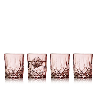Lyngby Glas Sorrento whiskyglas pink 4 stk 32 cl