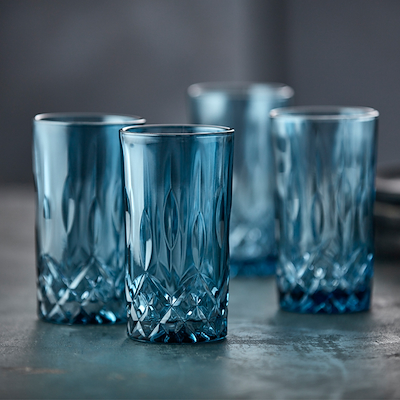 Lyngby Glas Sorrento highball blå 4 stk 38 cl