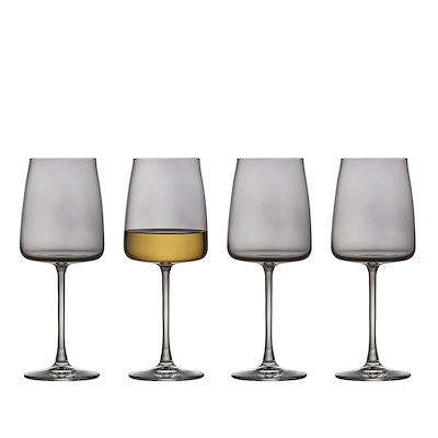 Lyngby Glas Krystal Zero hvidvinsglas smoke 4 stk. 43 cl