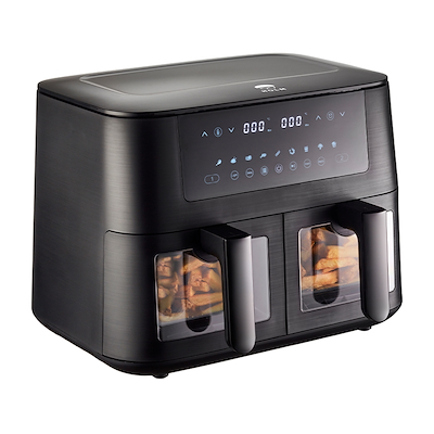 Holm dobbelt airfryer 9 liter mat sort 2800 watt