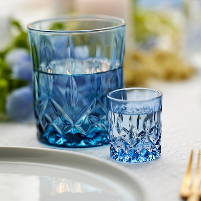 Lyngby Glas Sorrento shotglas blå 4 cl 4 stk.