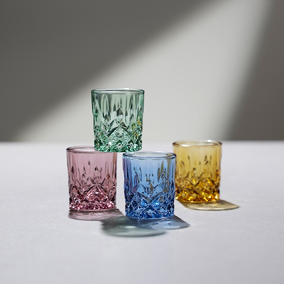 Lyngby Glas Sorrento shotglas blå 4 cl 4 stk.