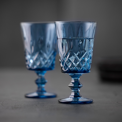 Lyngby Glas Sorrento vinglas blå 29 cl 4 stk.