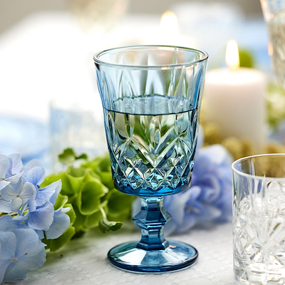 Lyngby Glas Sorrento vinglas blå 29 cl 4 stk.