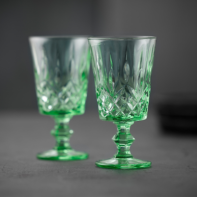Lyngby Glas Sorrento vinglas grøn 29 cl 4 stk.