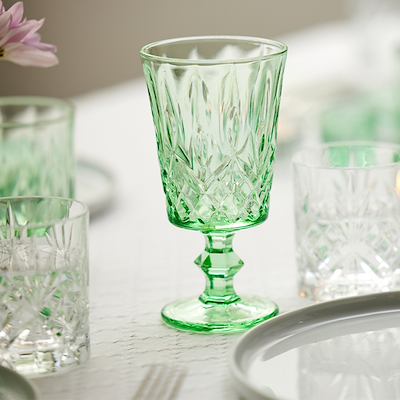 Lyngby Glas Sorrento vinglas grøn 29 cl 4 stk.