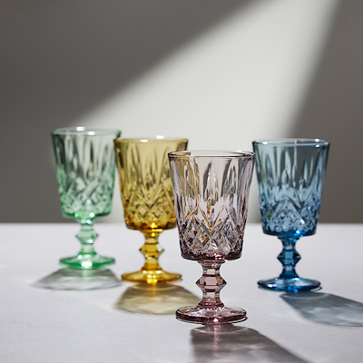 Lyngby Glas Sorrento vinglas grøn 29 cl 4 stk.