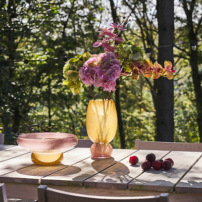 Villa Collection Styles skål rosa/gul glas 30 x 13 cm