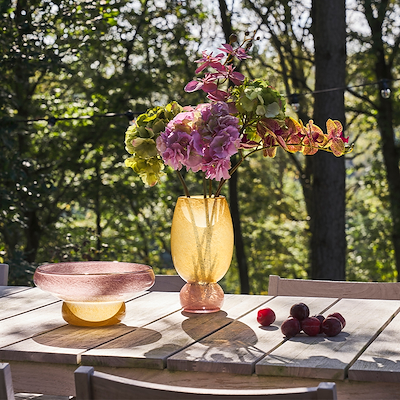 Villa Collection Styles vase rosa/gul glas 16,5 x 30 cm