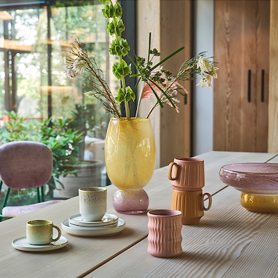 Villa Collection Styles vase rosa/gul glas 16,5 x 30 cm