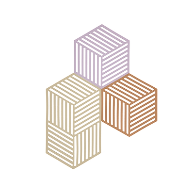 Zone Hexagon bordskåner 3 stk lupine/warm sand/light terracotta