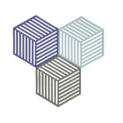 Zone Hexagon bordskåner 3 stk indigo/fog/olive taupe