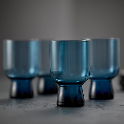 Lyngby Glas Sorrento vandglas blå 30 cl 4 stk.
