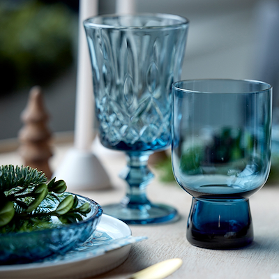 Lyngby Glas Sorrento vandglas blå 30 cl 4 stk.