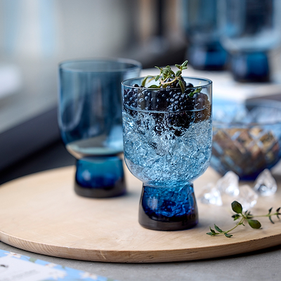 Lyngby Glas Sorrento vandglas blå 30 cl 4 stk.