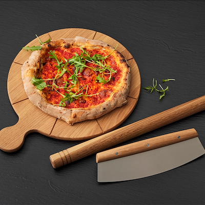 Morsø Foresta pizzaskærebræt med riller eg Ø35 cm