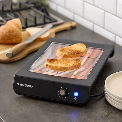 Nordic Sense flad brødrister sort 600 watt
