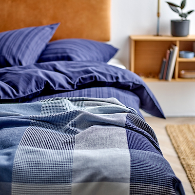 Södahl Artisan sengetæppe navy/blå 260x250 cm