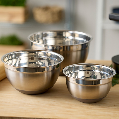 Blomsterbergs røreskål stål med silikonebund 3 liter