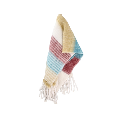 Villa Collection plaid multifarvet m lyseblå 130x170 cm