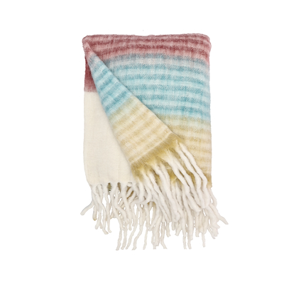 Villa Collection plaid multifarvet m lyseblå 130x170 cm