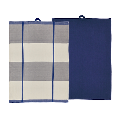 Södahl Blocks viskestykke blå/grå 2 stk 50x70 cm