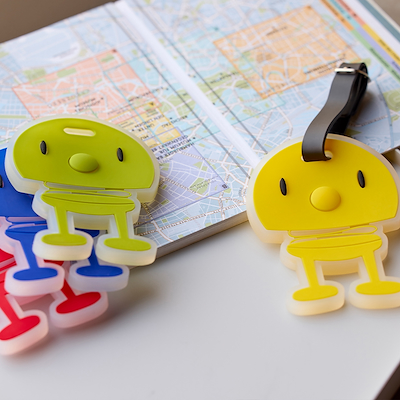 Hoptimist bag tag gul