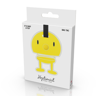 Hoptimist bag tag gul