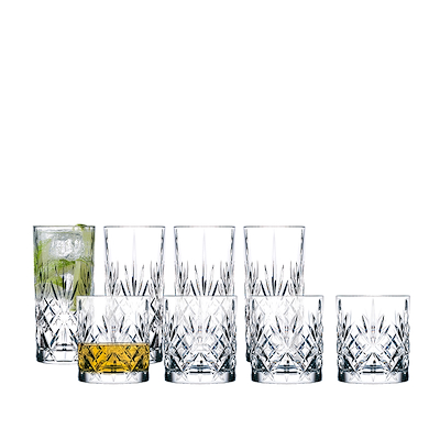 Lyngby Glas Melodia highball og whiskey glas 8 stk.