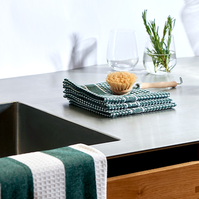 Pillivuyt recycle viskestykke grøn/hvid 90x60 cm