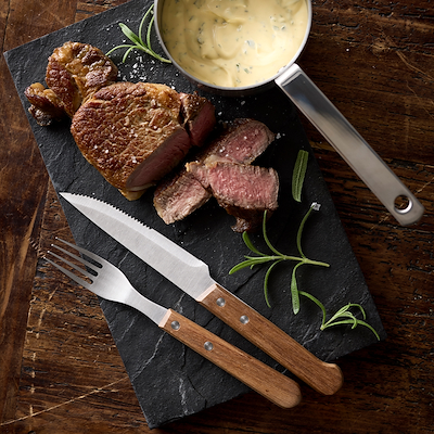 Holm steakbestik 8 dele akacie